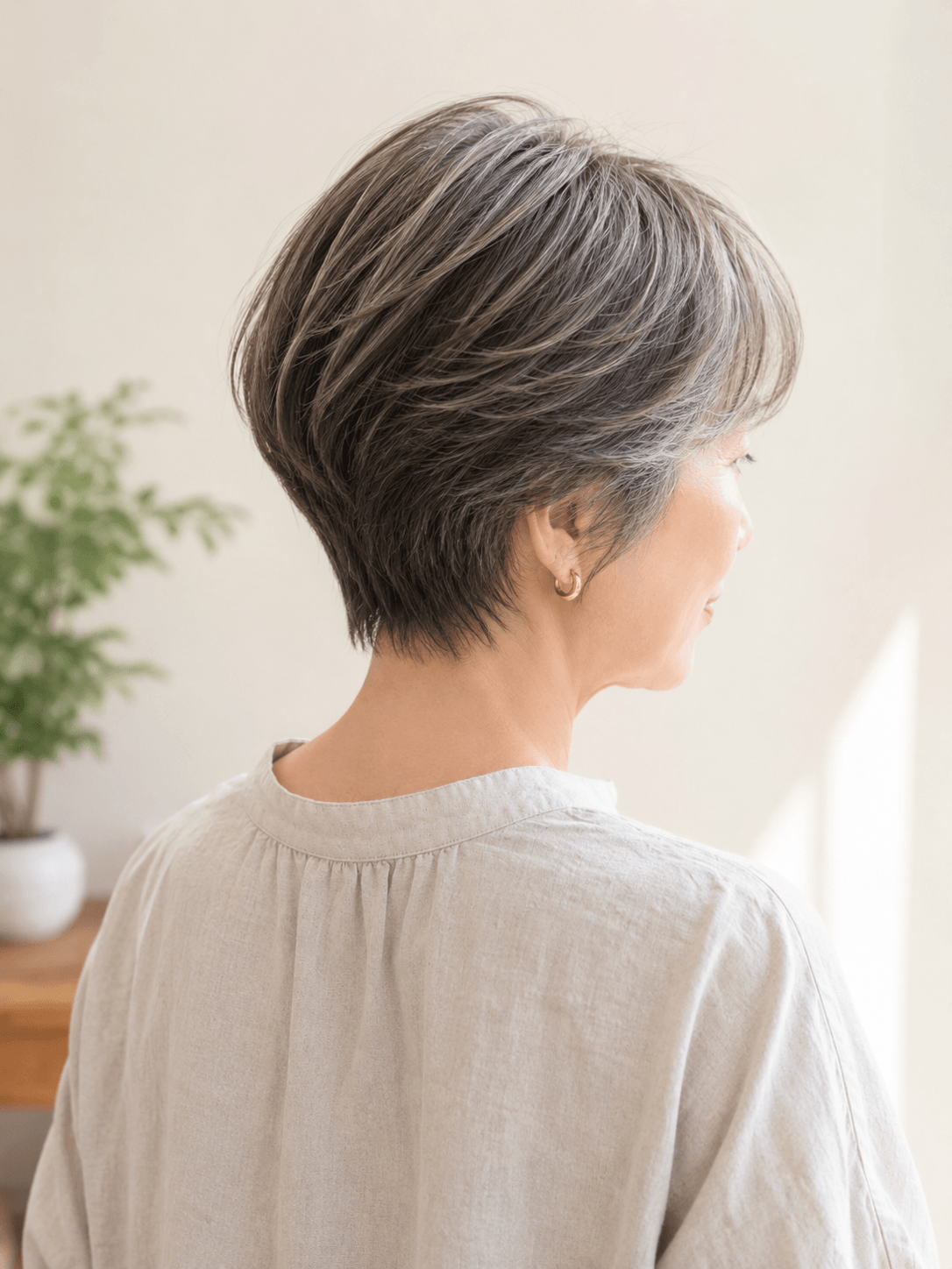 白髪ぼかしのヘアスタイル